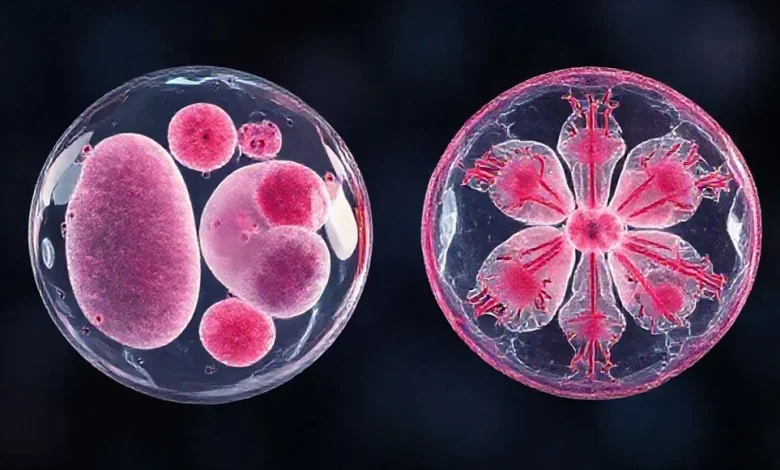 Hücre bölünmesi, mitoz ve mayoz arasındaki farkları açıklayan şematik gösterim.