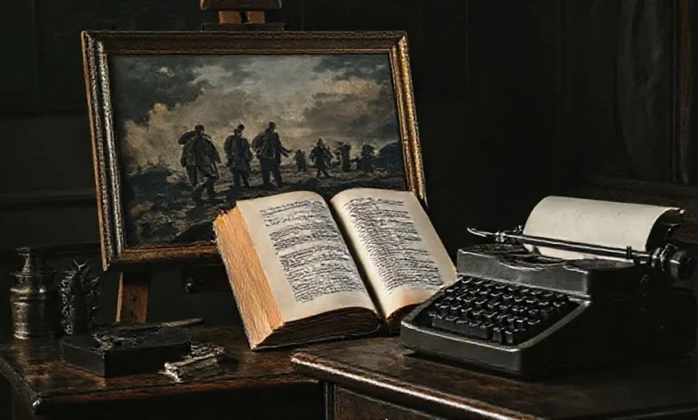 Dünya Savaşlarının sanat ve edebiyat üzerindeki derin yansımalarını anlatan bir görsel.