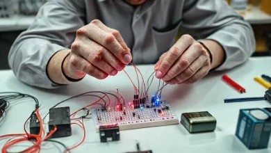 Temel elektrik devresi elemanları ve kurulumunu gösteren görsel.