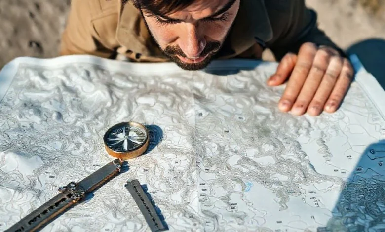 Harita okuma, harita bilgisi, ölçekler ve yön bulma teknikleri görseli. Kapsamlı rehber ve pratik bilgiler.