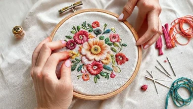 Nakış desenleri, farklı nakış teknikleri ve nakış yapım ipuçlarını gösteren görsel.