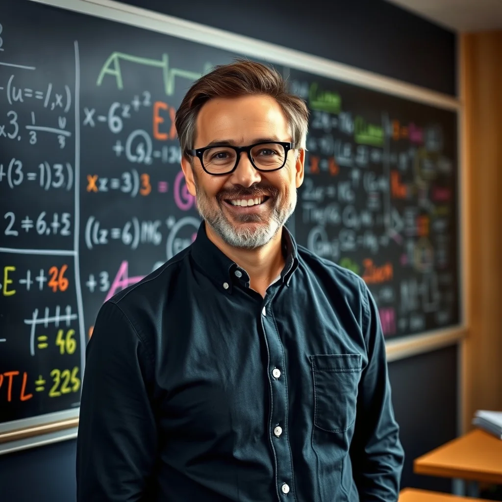 Kara tahta önünde cebirsel ifadelerde değer bulma adımlarını inceleyen bir öğrenci ve matematiksel formüller.