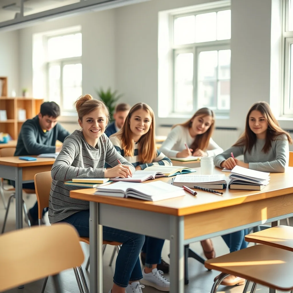 Çalışma masasında defterine öğrenciler için swot analizi matrisini çizen genç bir öğrenci.